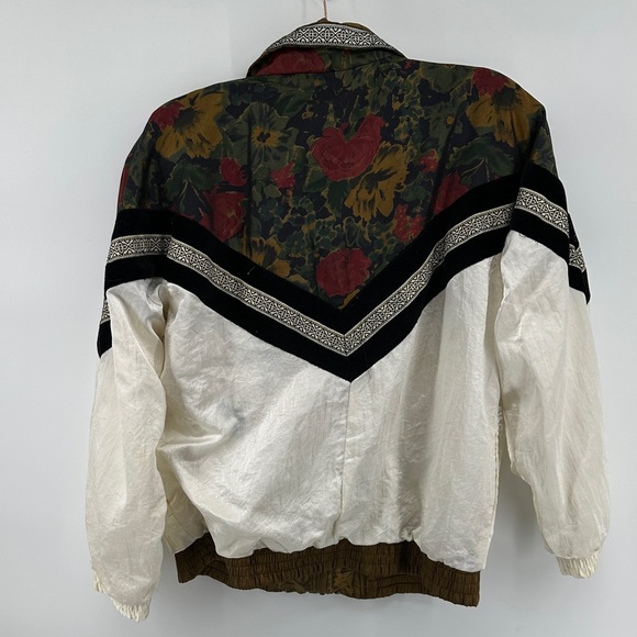 VTG 80s/90s Boho Indications Floral Gold&Cream Oversided Windbreaker Jacket SzM - Picture 10 of 16